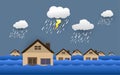 City Ã¢â¬â¹Ã¢â¬â¹flood, rain and storm, vector design Royalty Free Stock Photo